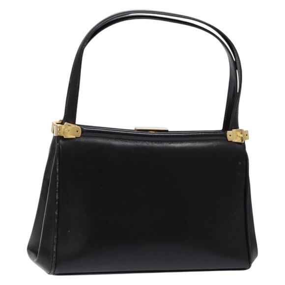 GUCCI Shoulder Bag Leather Vintage Black Gold - Picture 1 of 16